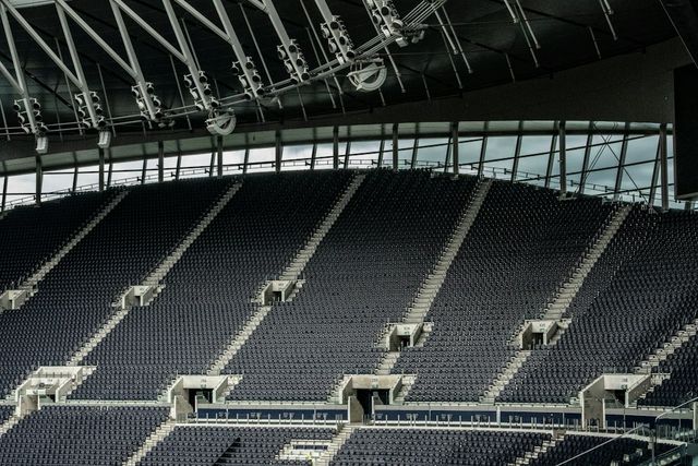 Empty stadium stands under the roof